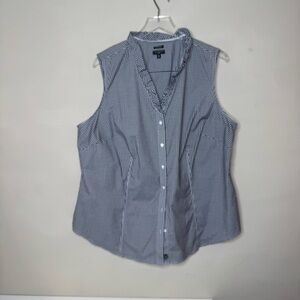 TALBOTS BLACK/WHITE CHECK SLEEVELESS BLOUSE TOP WRINKLE RESISTANT size 18w